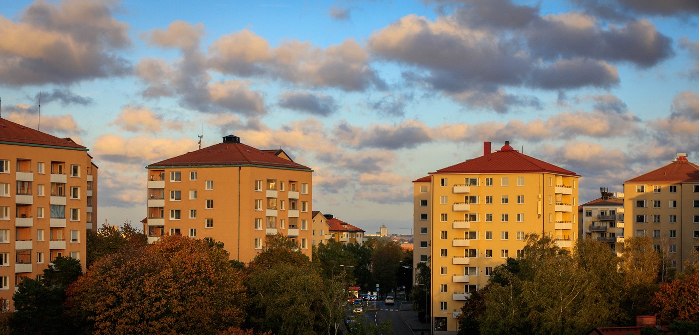 Utsikt över bostadsområde i Stockholm.